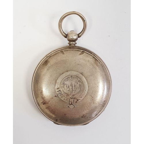 610 - A Victorian silver full hunter pocket watch, Roman numerals to the dial, subsidiary dial and a silve... 