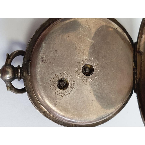 610 - A Victorian silver full hunter pocket watch, Roman numerals to the dial, subsidiary dial and a silve... 