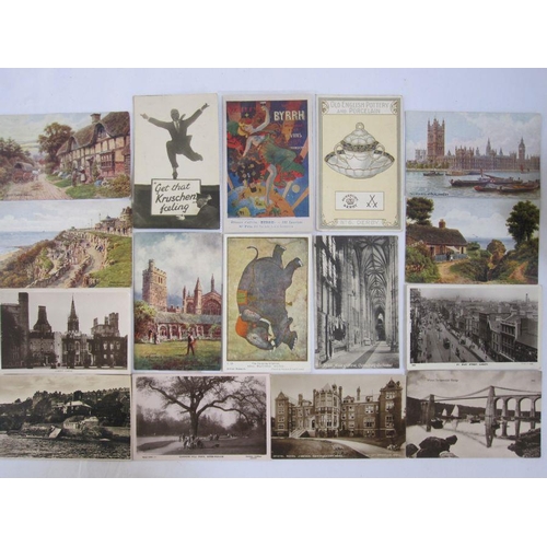 119 - Quantity of postcards, early to mid 20th century, four adverts, 50 for art, 80 real photographic pos... 