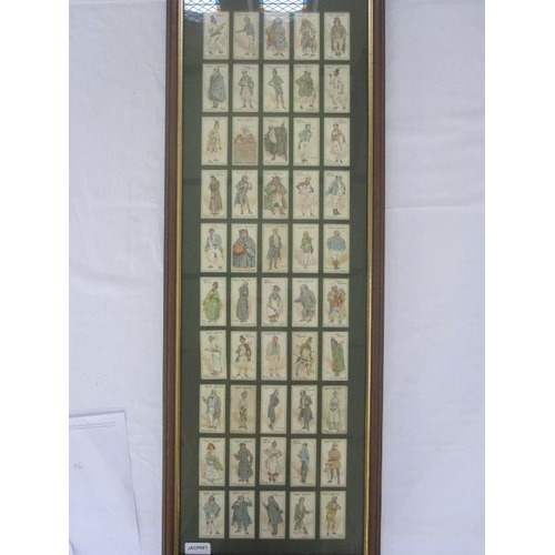 124 - Framed collection of Players cigarette cards on various Dickens characters and 'The Millennium Colle... 