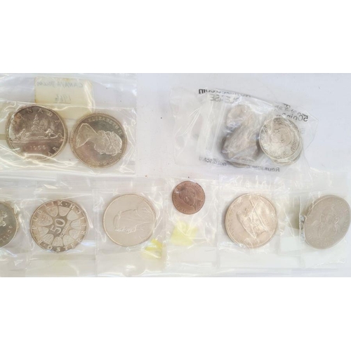 141 - Box of various commemorative crowns, 1979 proof set and World coins