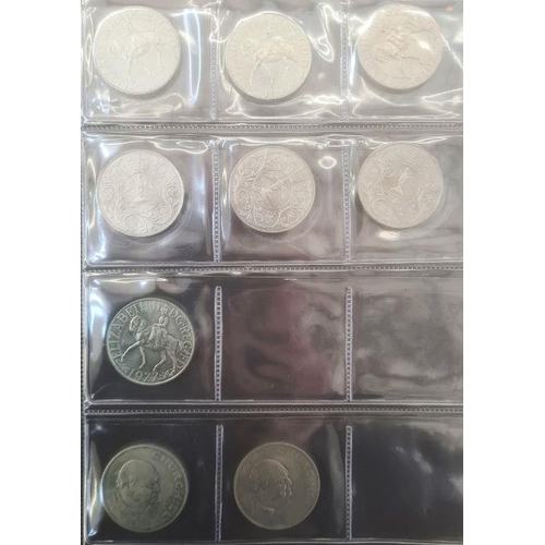 153 - Two albums of coins including silver shillings, sixpences, together with commemoratives