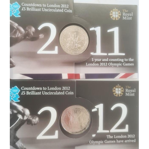 159 - The complete set of the Countdown to London 2012 five pounds brilliant uncirculated coin collection