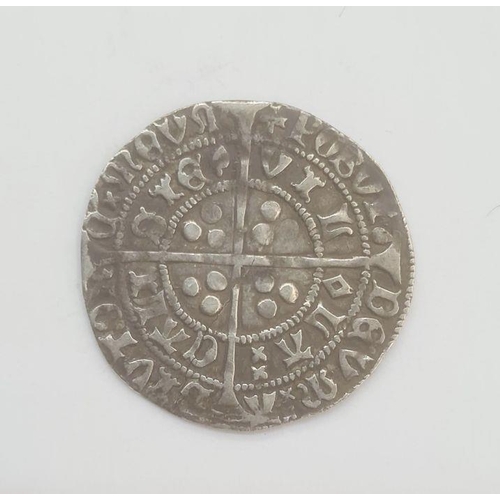 174 - Henry VI 1422-61 pinecone-mascle groat mint mark cross patonce 1427-34, coin cracked 3/4 of the coin... 