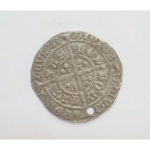 179 - Edward IV (1463-70) light coinage groat, London, quatrefoil at neck, mint mark crown/sun. S.2000 hol... 