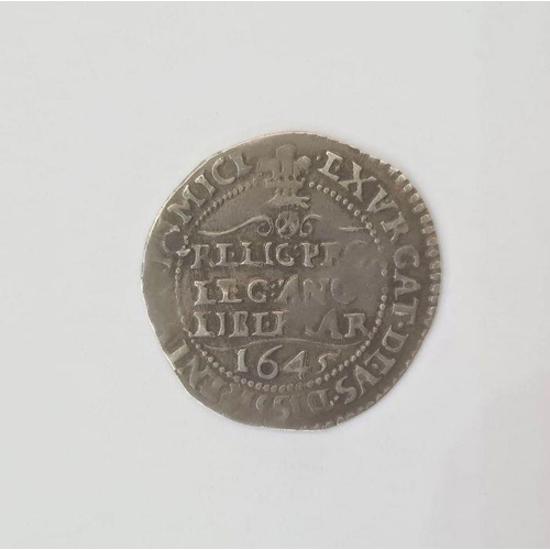 193 - Charles I 1625-49 Oxford 1642-6, groat 1645, declaration in three lines, two scrolls and X within O,... 