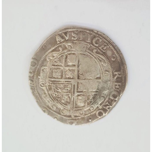 194 - Charles I 1625-49 tower mint half crown, mint mark triangle (1639 - 1640), rough ground under horse,... 