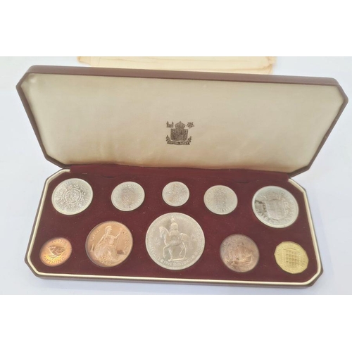 211 - 1953 coronation proof set, in original box untarnished, please note coins from penny down are tarnis... 