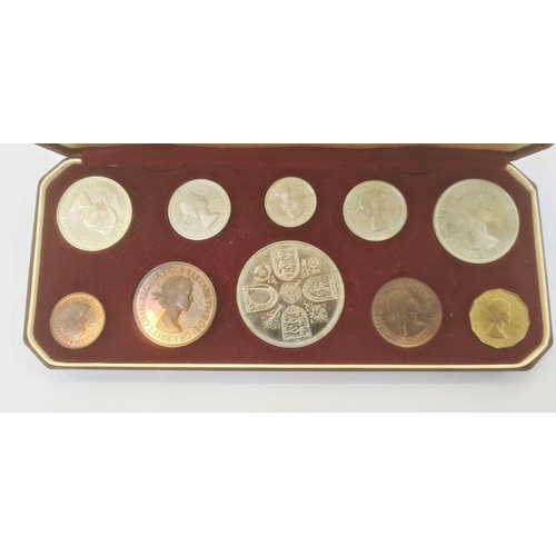 211 - 1953 coronation proof set, in original box untarnished, please note coins from penny down are tarnis... 