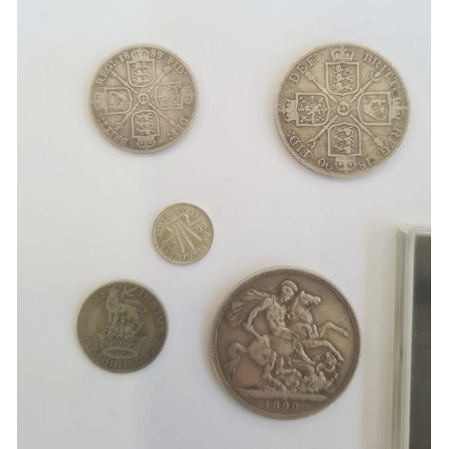 216 - Victorian worn silver coins with later coinage together with commemorative and world coins