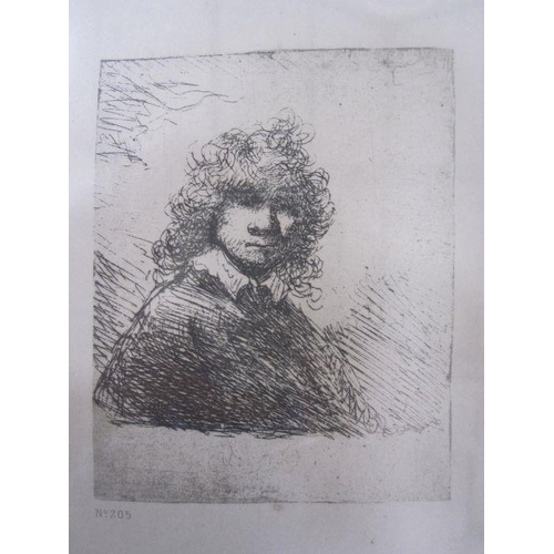 239 - After Rembrandt
 Four black and white plates 
 Head and shoulders studies, various sizes (4)