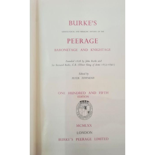 276 - Burke's Peerage, London 1970, red cloth, gilt armorial crest and gilt titles