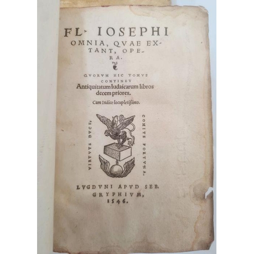 355 - Josephi de Antiqvi Tatibvs Ivdaeorvm Libri X Posteriores, Apvd Seb. Gryphivm Lvgdvni 1539, 1546 x 2,... 