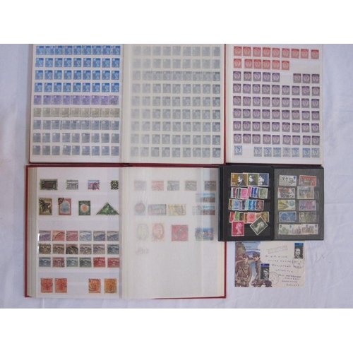 37 - Three stock books and a bag of miscellaneous loose stamps and albums, some interesting earlier GB an... 