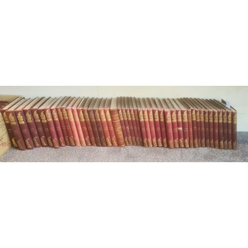 390 - Complete run of Punch magazine, mainly red bindings with gilt and blindstamped decorations to front ... 