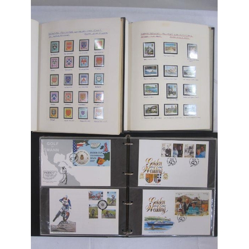 46 - Six albums of Guernsey, Jersey and Isle of Man unmounted mint and FDCs (1 album of mint and 1 album ... 