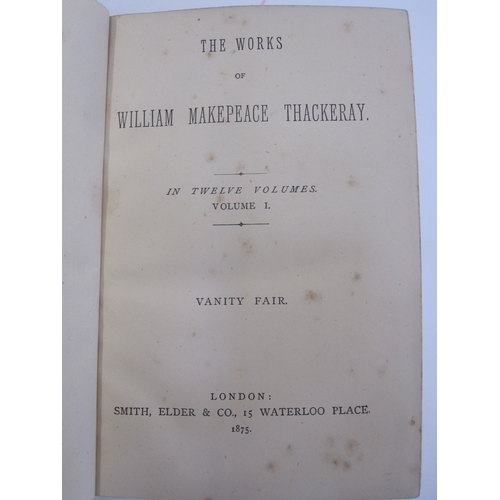 397 - Fine bindings:-
 Works of William Makepeace Thackeray, Smith Elder & Co 1870's, half green calf, gil... 