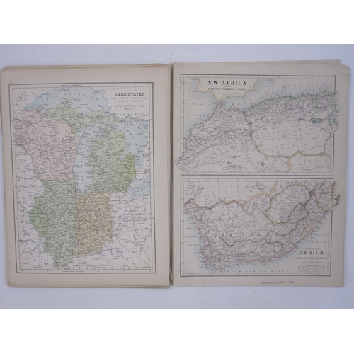 255 - Collection of 19th century World maps including Fullarton 1864 and others, in portfolio