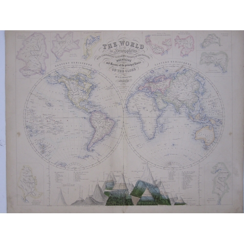 255 - Collection of 19th century World maps including Fullarton 1864 and others, in portfolio