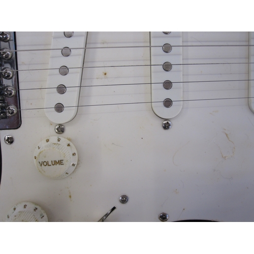 97 - Squier Strat by Fender electric guitar with Emex European hard case, 100cm long approx.