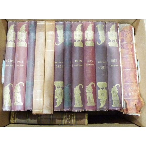 1001 - Various bound volumes of Punch dating 1895, 1914, 1915, 1916, 1917 and 1918, 12 vols, fine bindings ... 