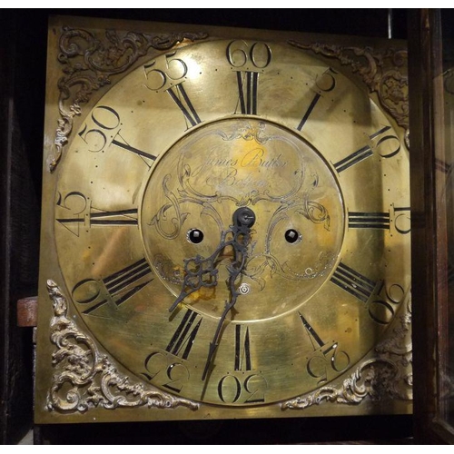 1068 - James Butler of Bolton oak-cased longcase clock, with swan neck pediment, brass dial with Roman nume... 