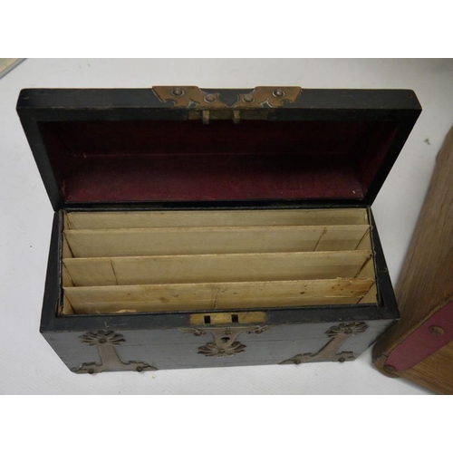 1080 - Assorted boxes to include ebonised letter box and three further boxes (4)