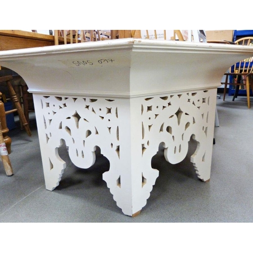 1113 - ********* WITHDRAWN ************ 20th century cream painted coffee table with hexagonal top, carved ... 