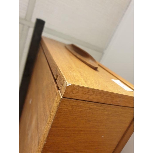 1165 - Mid-century teak headboard with integral bedside drawers (probably G-Plan)