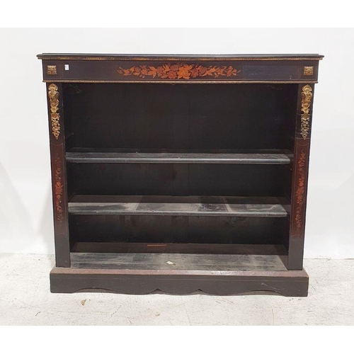 1259 - Victorian gilt and ebonised open bookcase, the rectangular top with moulded edge, the frieze with fl... 