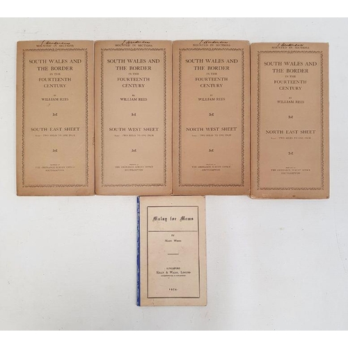 133 - Four old Ordnance Survey 'South Wales and the Border in the 14th Century' folding maps by William Re... 