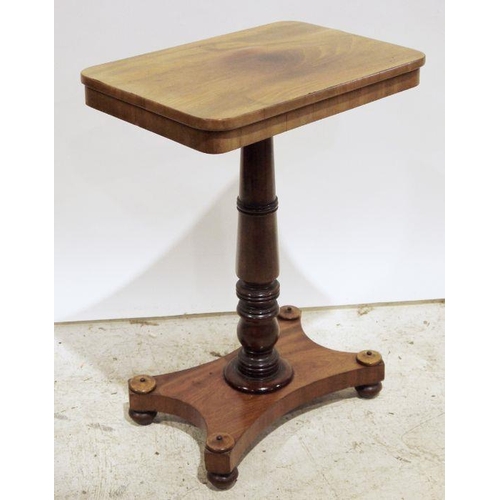 1393 - 19th century mahogany occasional table, the rectangular top with rounded corners, on turned column t... 