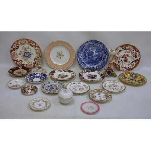 14 - Assorted 18th/19th century porcelain including Crown Derby, blue and white, stone china, Dresden, Co... 