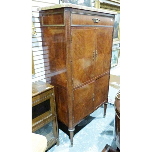 1474 - Continental empire-style cabinet, the marble top above single drawer and two pair of cupboard doors,... 