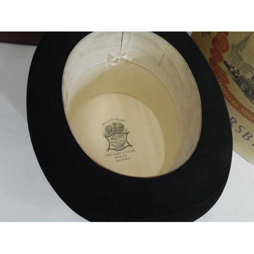 208A - Lincoln Bennett & Co, London, black silk top hat in card hat box and another by Walter Barnard & Son... 