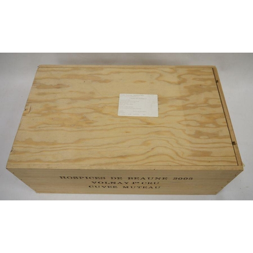 218 - One case (box 12 bottles) Hospices de Beaune 2005, Volnay Premier Cru, Cuvee Muteau