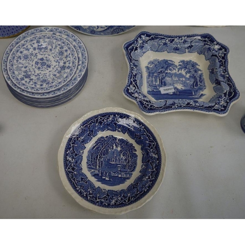 27 - Quantity of blue and white Masons 'Vista' pattern graduated jugs, Spode 'Italian' pattern mug, etc