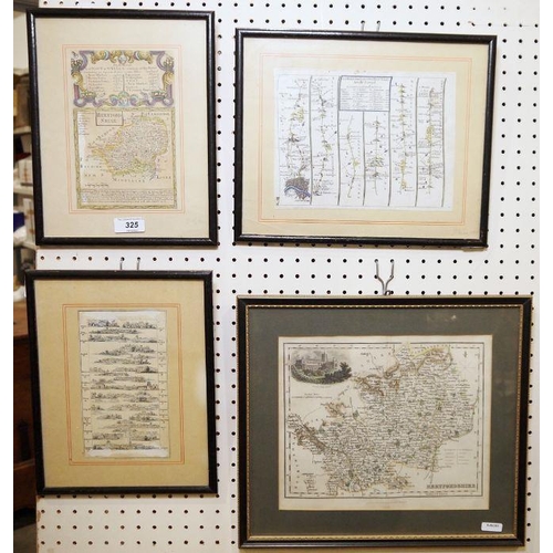 325 - Two maps of Herefordshire, a strip map 'The Road from London to Holyhead' and a map published 1799 b... 