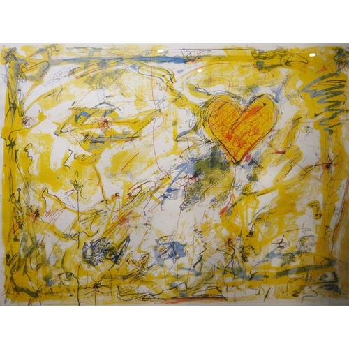 342A - John Allen (?) (20th century)
 Limited edition print
 Abstract of heart in yellow background, signed... 