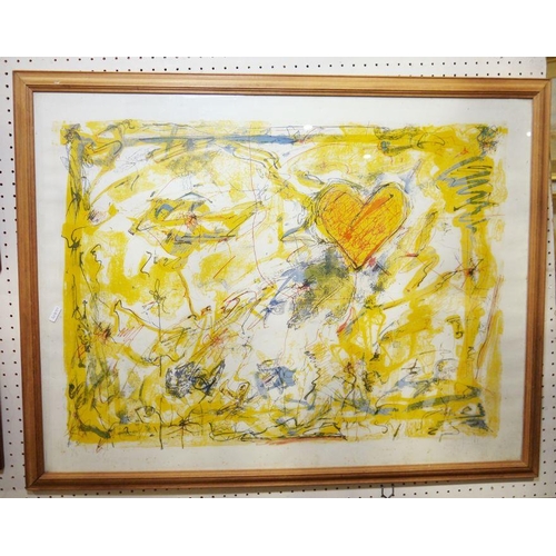 342A - John Allen (?) (20th century)
 Limited edition print
 Abstract of heart in yellow background, signed... 