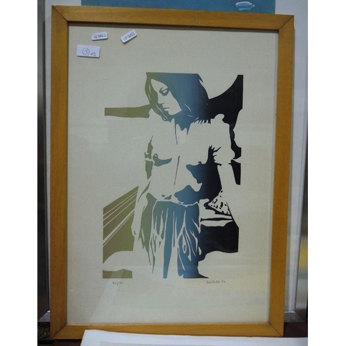 358 - Limited edition colour print
 Lady, signed indistinctly in pencil, dated 76 and numbered 82/150, 34c... 