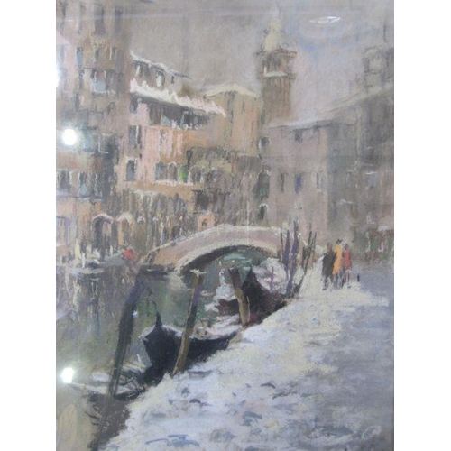 367 - John Ambrose (1931-2010)
 Pastel drawing
 Venetian scene with view of canal and St Mark's tower in b... 