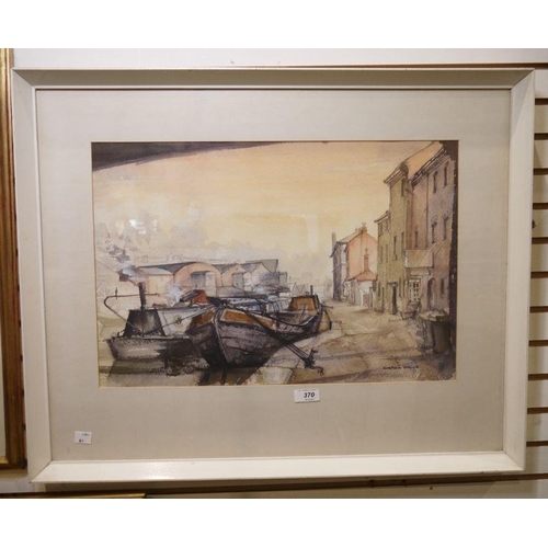 370 - Graham Blaine (20th century school)
 Watercolour 
 'Gas Street Basin', Boats moored in Birmingham ca... 