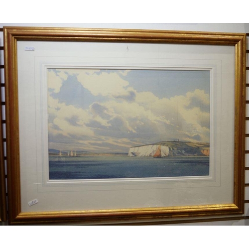 381 - Martin Swan (b.1951)
 Watercolours 
 Sailing boats off the south coast, signed lower left, 30cm x 45... 