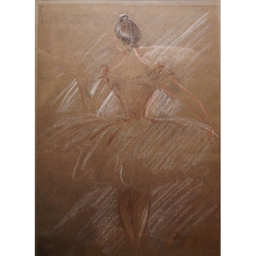 400 - School of Degas
 Pair pastel drawings
 Studies of ballet dancers, the larger 27cm x 19cm (2)