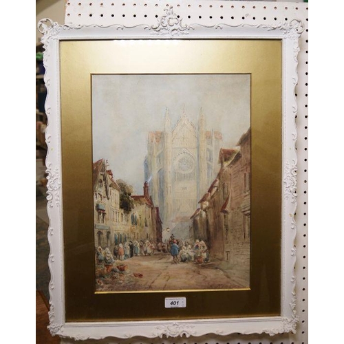 401 - C Rouse (19th century)
 Pair watercolour drawings
 Continental market scenes, signed, 36cm x 26cm (2... 