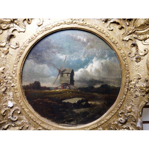 438 - School of Henry Bright (1814-1873) (Norwich school)
 Oil on canvas
 Windmill scene, indistinctly sig... 