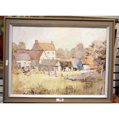 459 - Roy Hewish (20th century school)
 Oil on board
 Farm scene, signed lower left, 34.5cm x 47cm