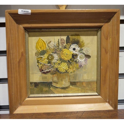 471 - Kate Delhanty 
 Oil on board
 Still life - Vase of flowers, signed and dated '80, 13.5cm x 15cm, tog... 