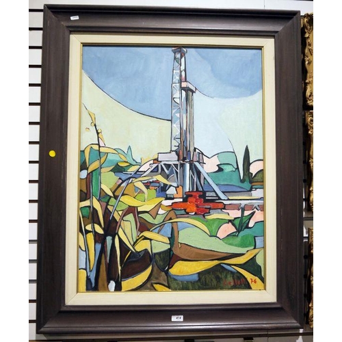 474 - Bellotti (20th century)
  Oil on canvas
  View of a construction with foliage in foreground, signed ... 